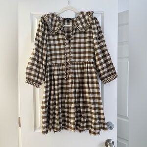 Madewell Brown and White Checkered Mini Dress